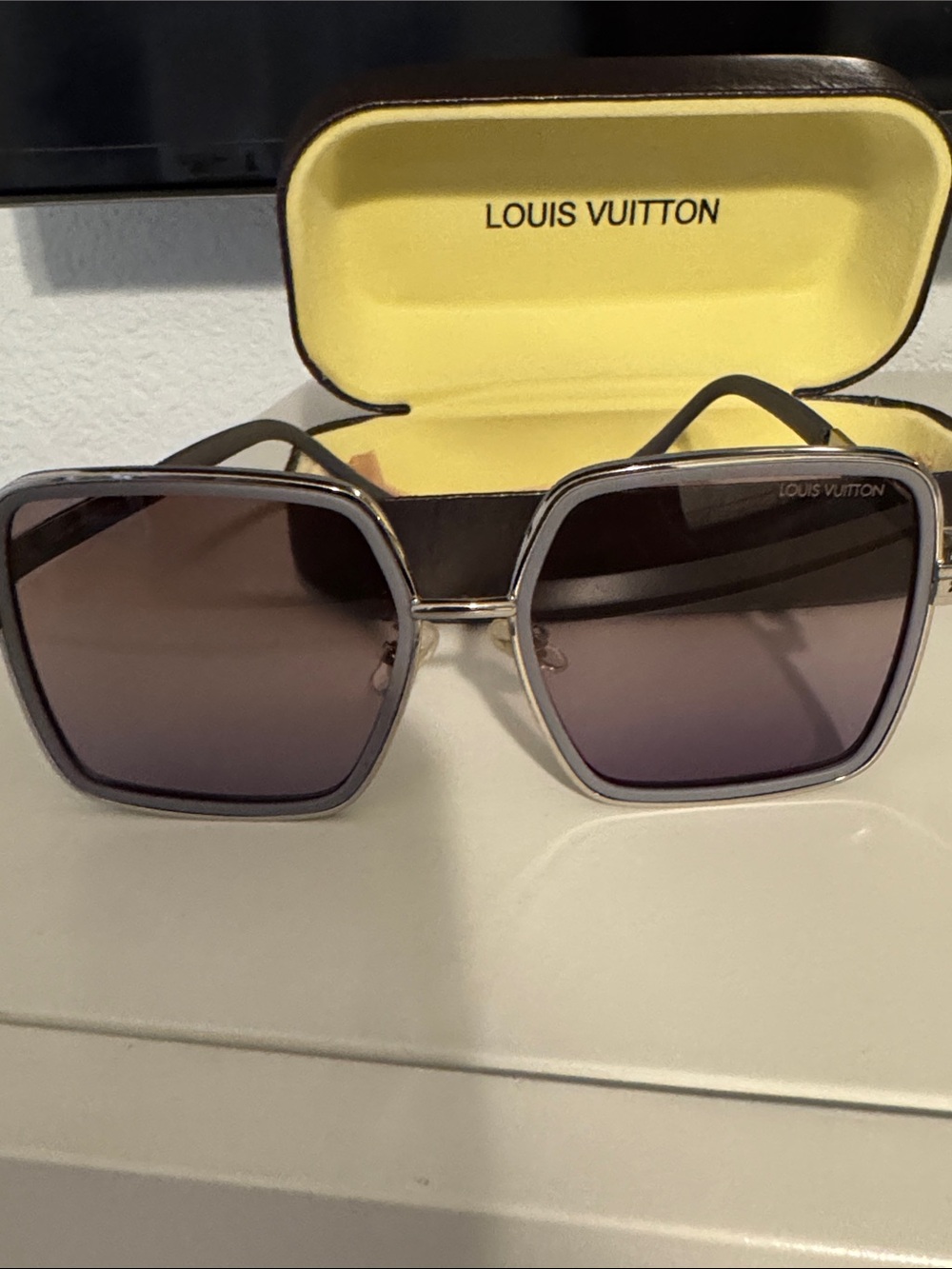 Louis Vuitton Brown Gradient Square Sunglasses with Silver Frame